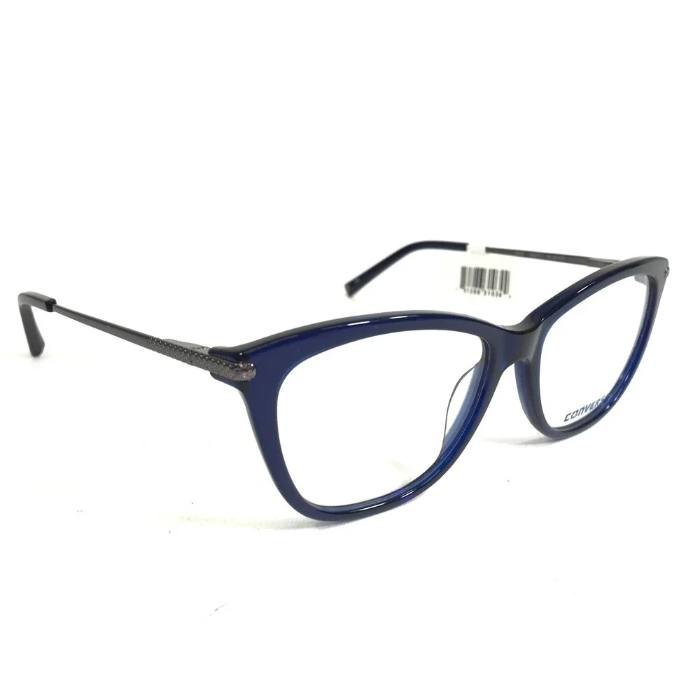 Converse Eyeglasses Frames Q405 NAVY Grey Blue Cat Eye Full Rim 54-16-135